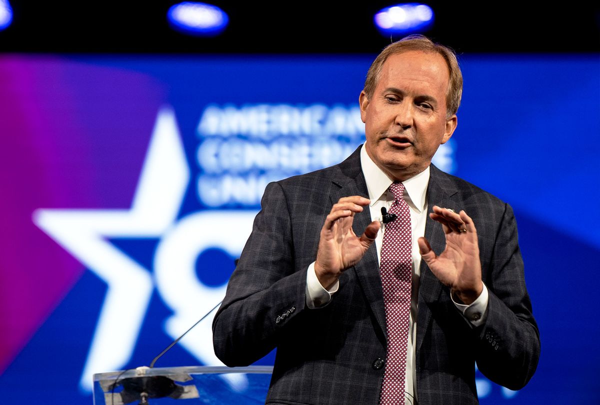 Texas Attorney General Ken Paxton speaks during the Conservative Political Action Conference CPAC held at the Hilton Anatole on July 11, 2021 in Dallas, Texas. (Brandon Bell/Getty Images))