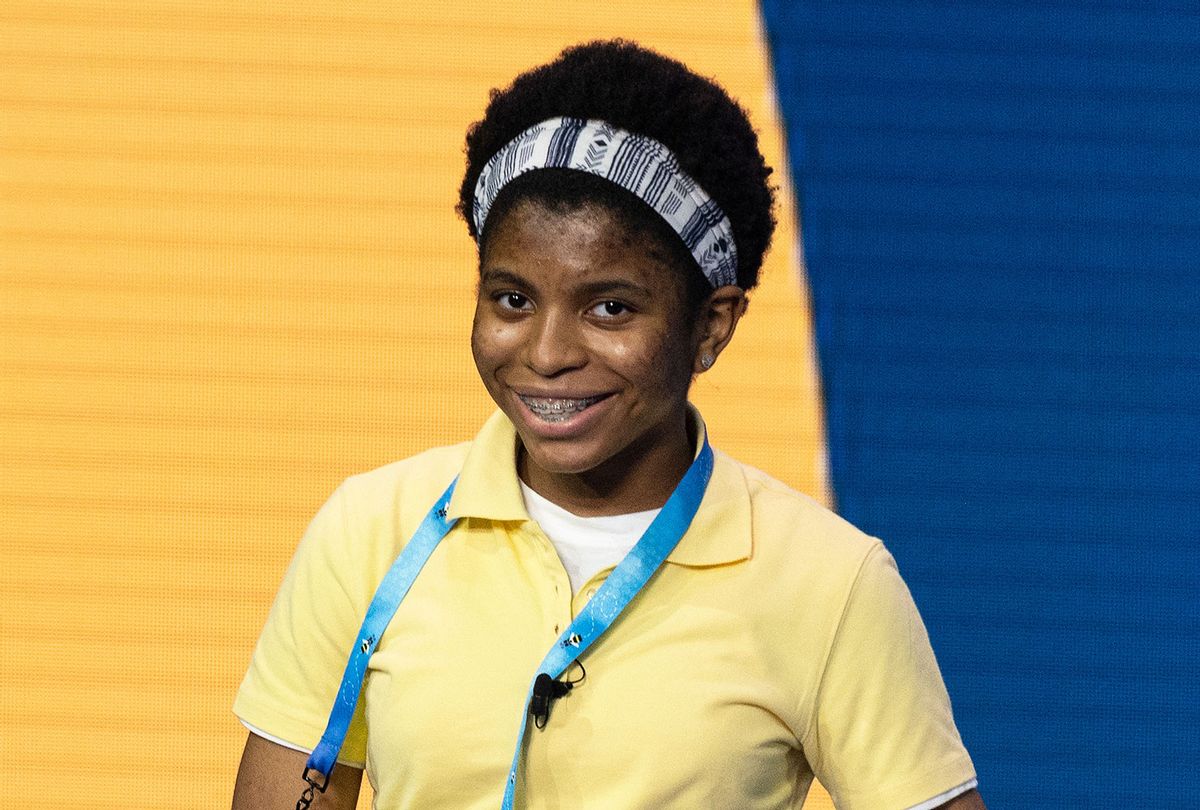 Zaila Avant-garde competes in the first round of the the Scripps National Spelling Bee finals in Orlando, Florida on July 8, 2021. (JIM WATSON/POOL/AFP via Getty Images)