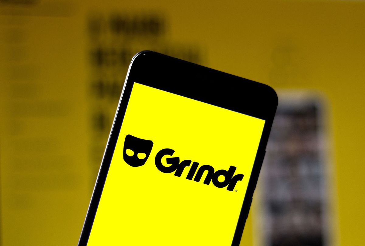 Grindr logo seen displayed on a smartphone (Photo Illustration by Rafael Henrique/SOPA Images/LightRocket via Getty Images)