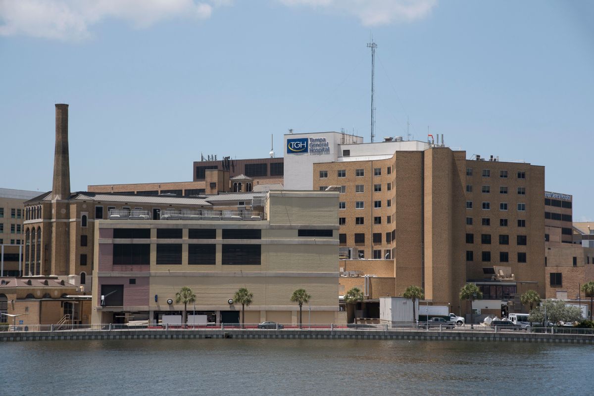 Tampa General Hospital an exterior view of the medical establishment on the Tampa city center waterfront. (Education Images/Universal Images Group via Getty Images)