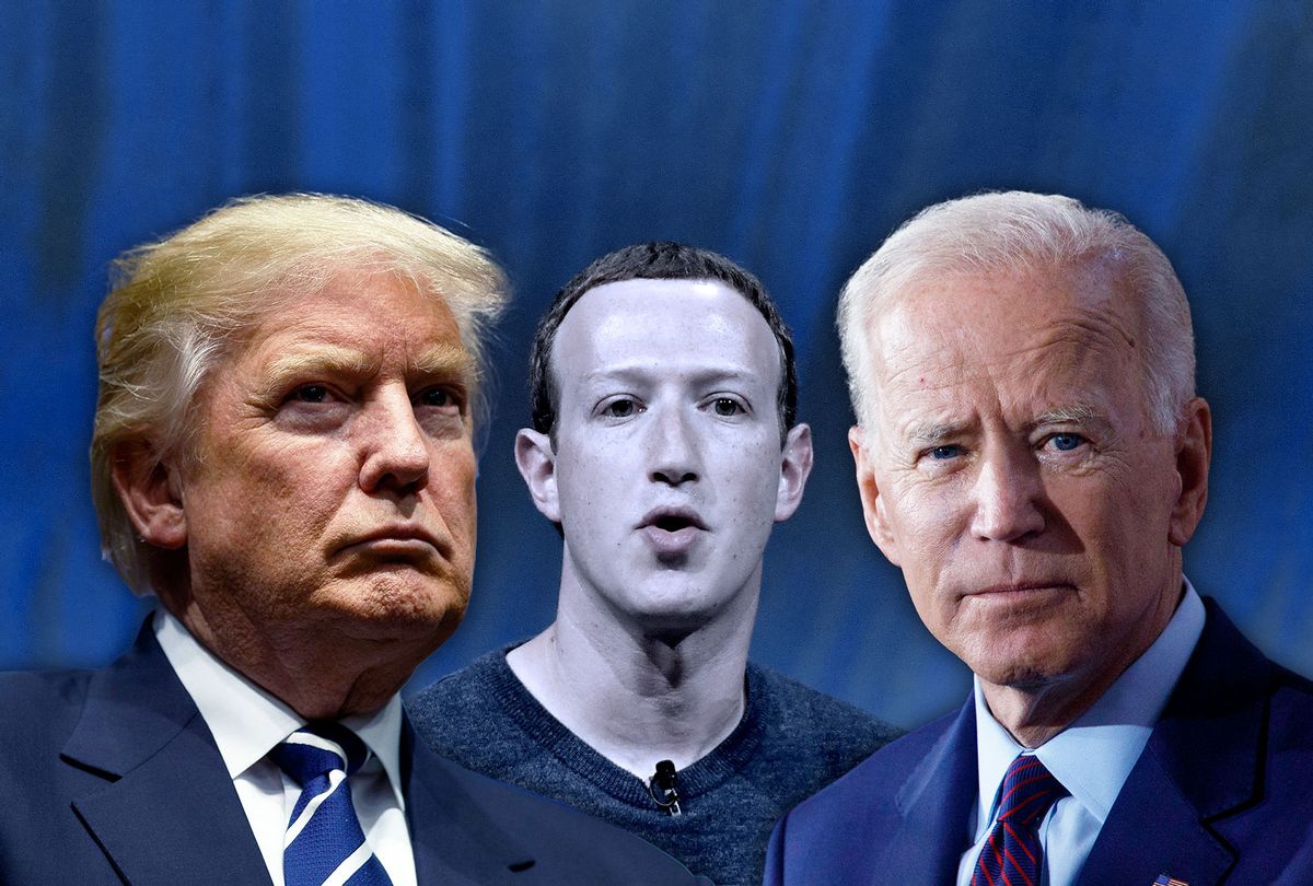 Donald Trump, Joe Biden and Mark Zuckerberg (Photo illustration by Salon/Getty Images)