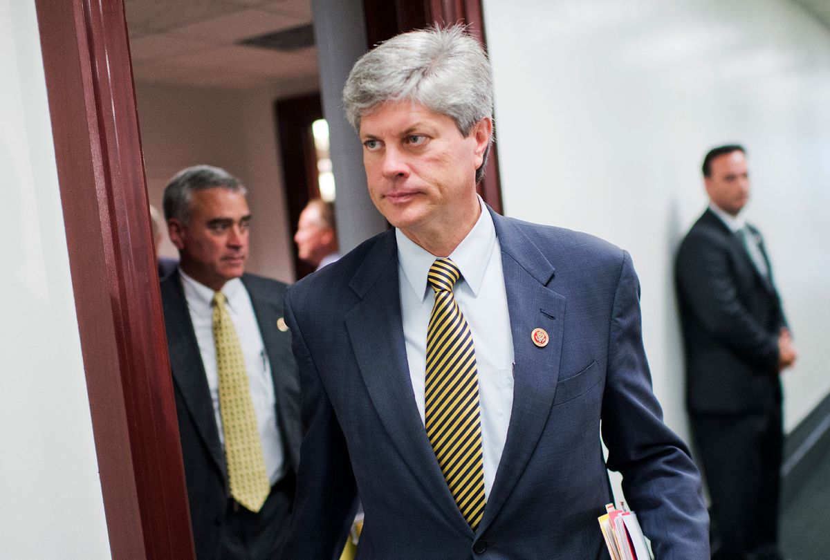 Rep. Jeff Fortenberry, R-Neb., leaves a meeting of the House Republican Conference in the Capitol, September 16, 2014. (Tom Williams/CQ Roll Call)