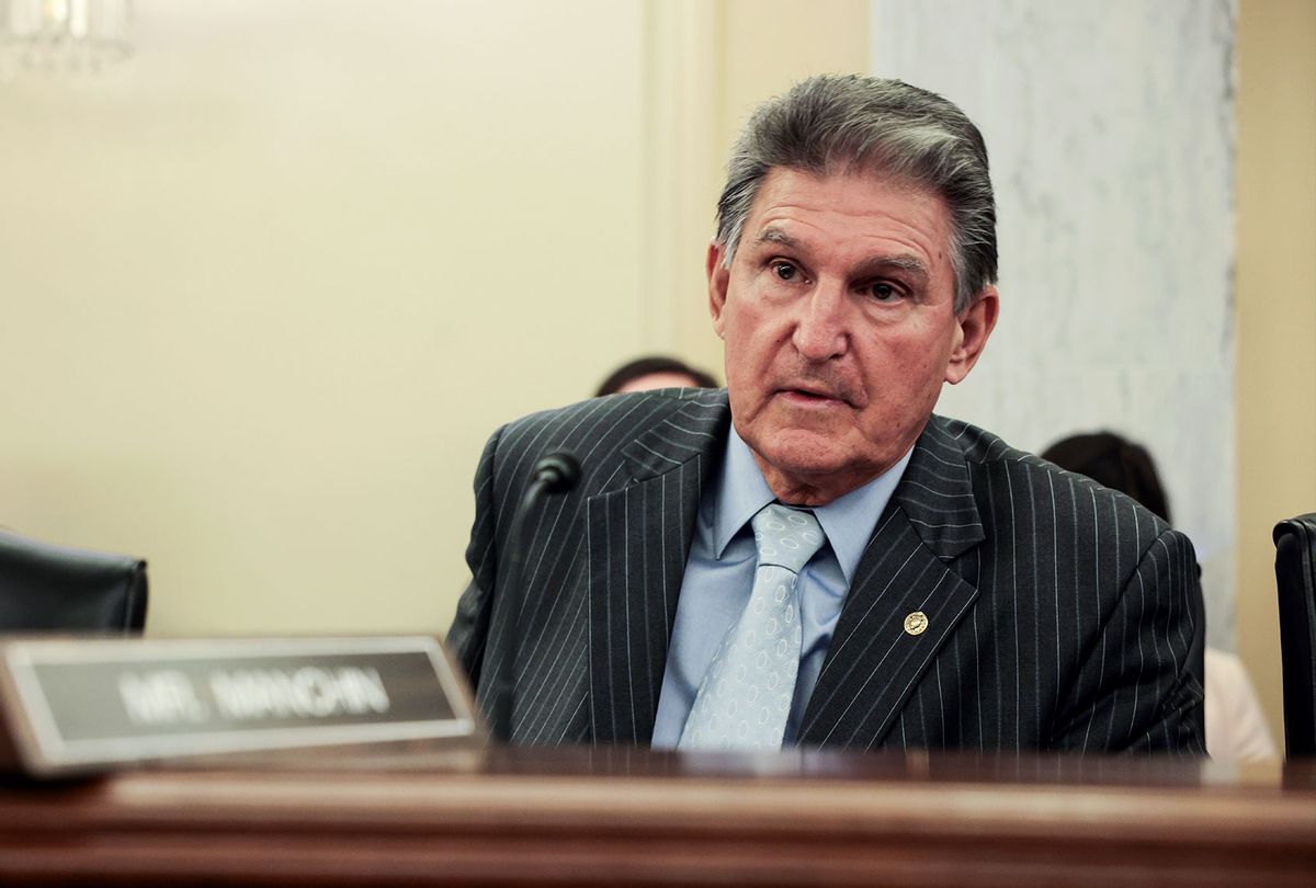 Sen. Joe Manchin (D-WV) listens during a business meeting with the Senate Committee on Veteran Affairs on Capitol Hill on October 20, 2021 in Washington, DC. The business meeting was held for members to discuss pending legislation. (Anna Moneymaker/Getty Images)