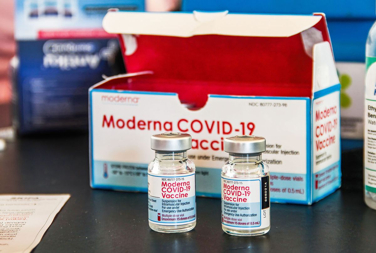 Vials and a box of the Moderna Covid-19 vaccine (Algi Febri Sugita/SOPA Images/LightRocket via Getty Images)
