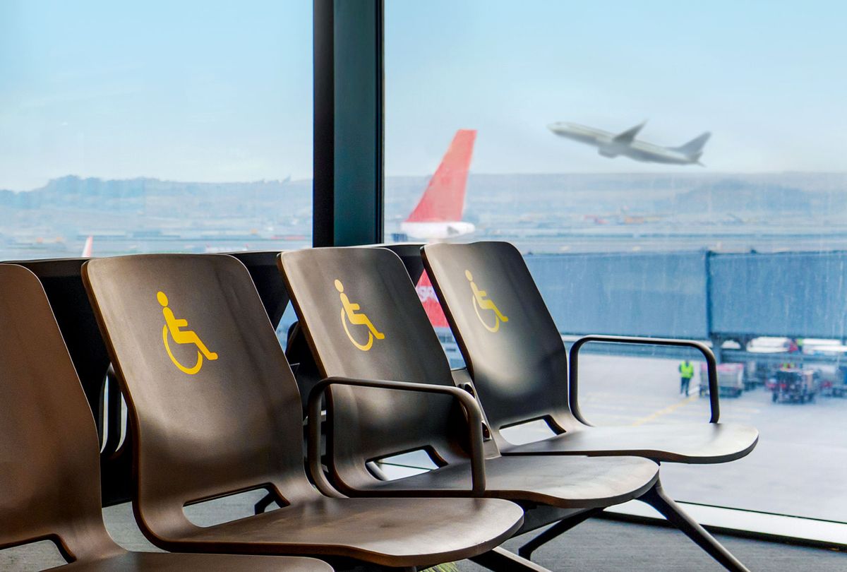 Empty disabled seats at an airport in the waiting area before boarding. (Getty Images/Thankful Photography)