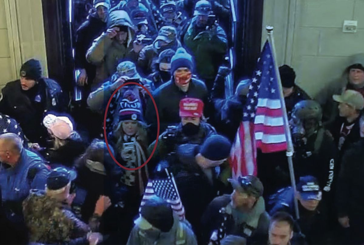 Jenna Ryan, of Frisco, Texas, amid a crowd of rioters entering the U.S. Capitol Building on Jan. 6, 2021.
 (Department of Justice)