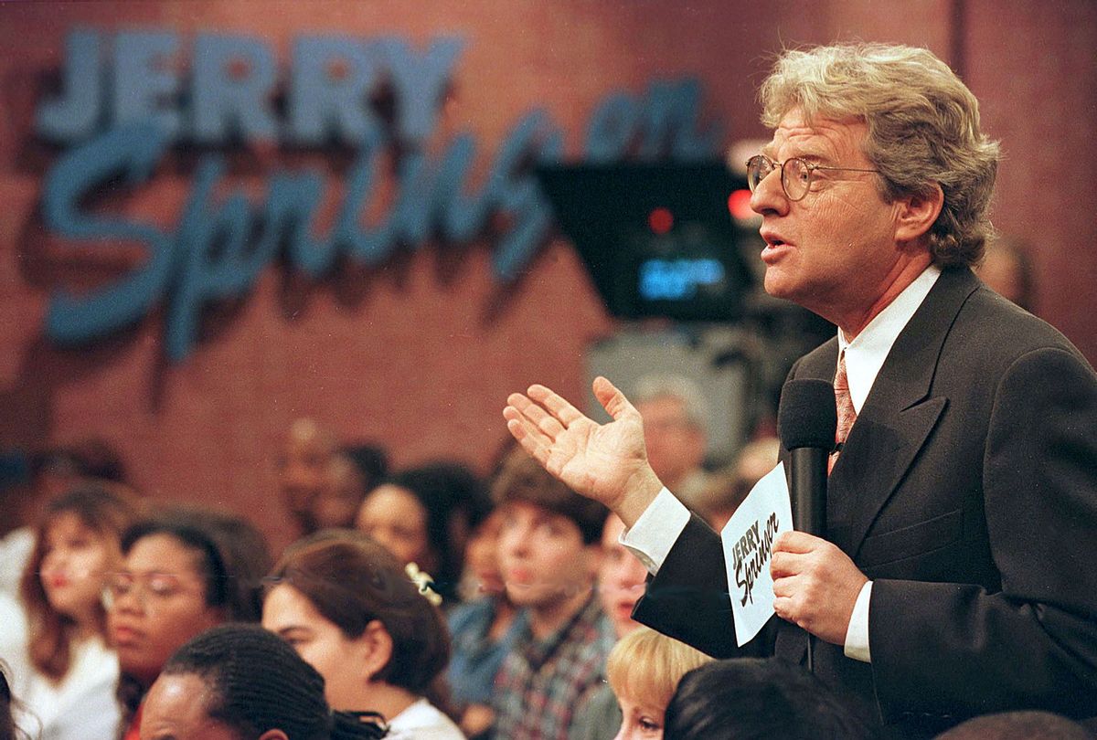 Jerry Springer speaks to guests during his show December 17, 1998 (Getty Images)