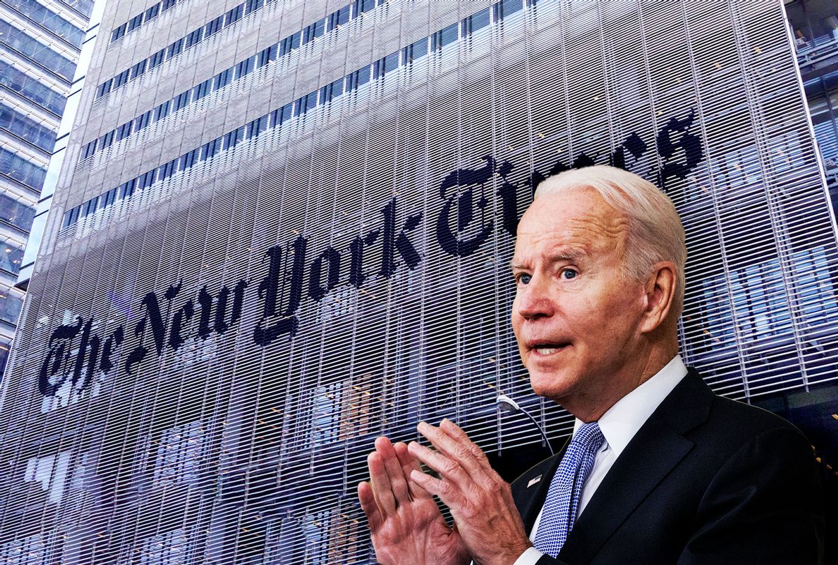Joe Biden and The New York Times (Photo illustration by Salon/Getty Images)