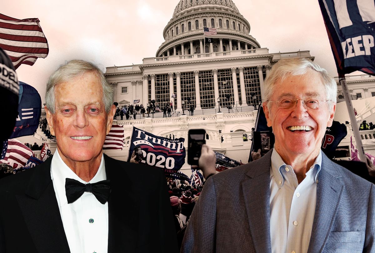 Charles and David Koch (aka the Koch Brothers) and the January 6, 2021 Riot on the US Capitol (Photo illustration by Salon/Getty Images)