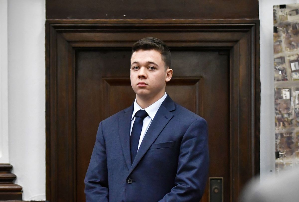 Kyle Rittenhouse waits for the jury to enter the room to continue testifying during his trial at the Kenosha County Courthouse on November 10, 2021 in Kenosha, Wisconsin.  (Sean Krajacic-Pool/Getty Images)