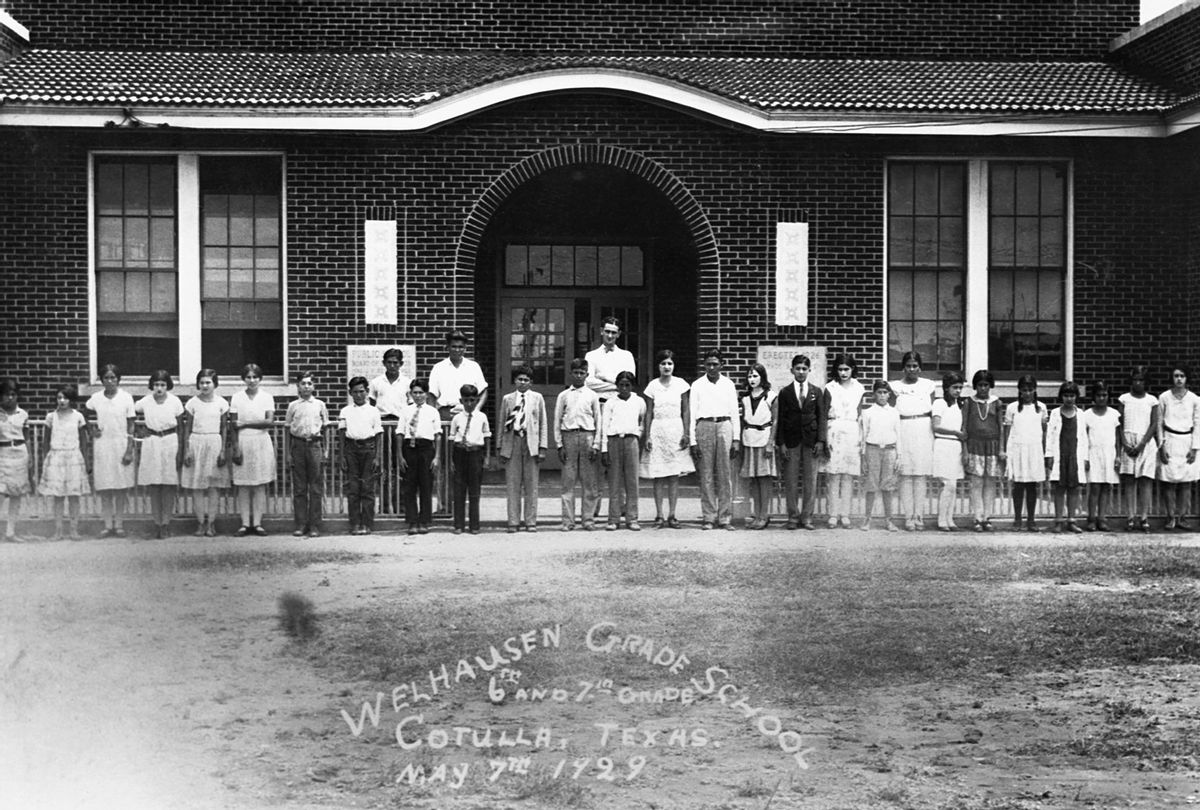 Lyndon B. Johnson with the 6th and 7th grade students in the class he taught in 1928 and 1929. Cotulla, Texas. (CORBIS/Corbis via Getty Images)