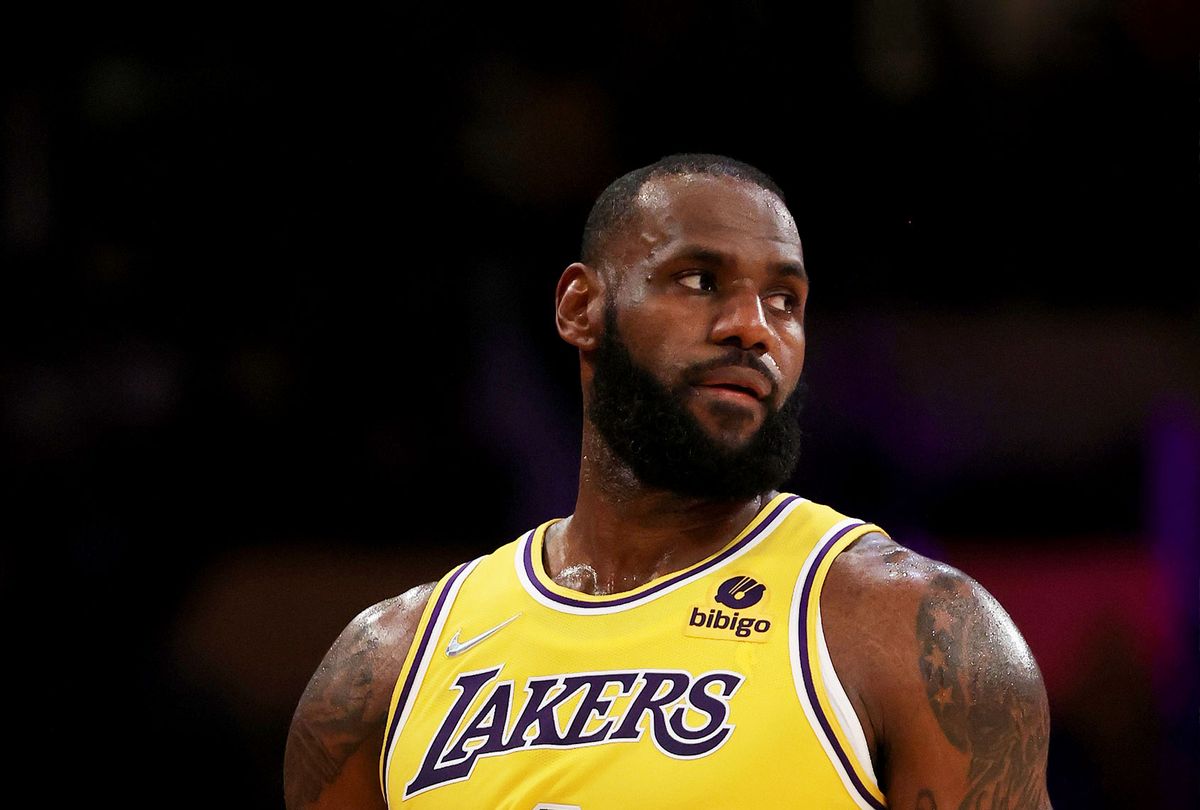 LeBron James #6 of the Los Angeles Lakers at Staples Center on November 02, 2021 in Los Angeles, California. (Ronald Martinez/Getty Images)