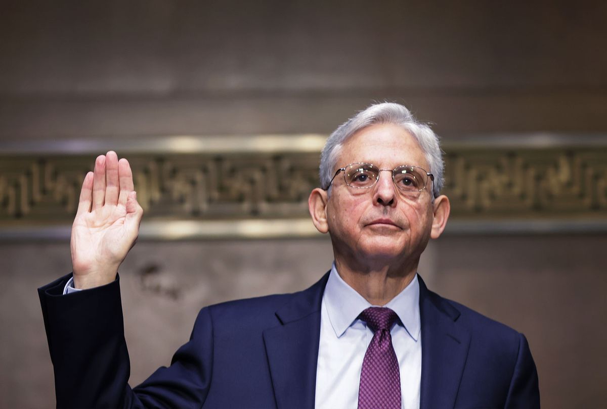 U.S. Attorney General Merrick Garland is sworn in at a Senate Judiciary Committee hearing about oversight of the Department of Justice on October 27, 2021 in Washington, DC. (Tasos Katopodis-Pool/Getty Images)