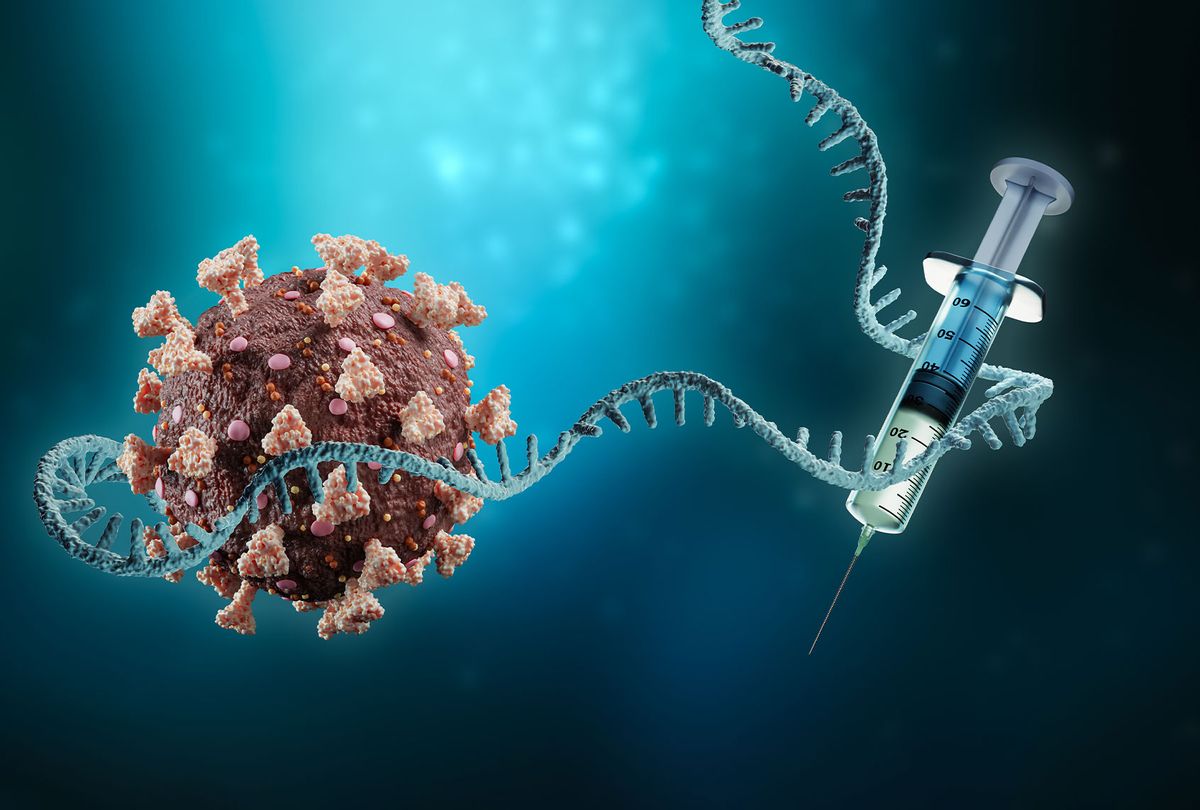 Virus cell with messenger RNA or mRNA vaccine (Getty Images/libre de droit)