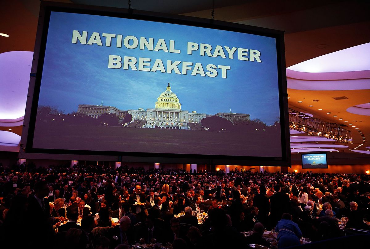 Attendees listen to remarks at the National Prayer Breakfast where U.S. President Donald Trump spoke February 2, 2017 in Washington, DC. Every U.S. president since Dwight Eisenhower has addressed the annual event. (Win McNamee/Getty Images)