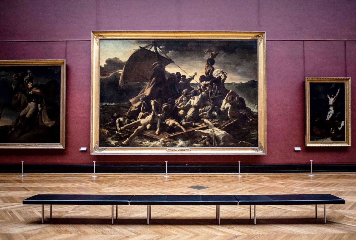 A picture taken at the Louvre Museum in Paris shows "The Raft of the Medusa", painted by Theodore Gericault (MARTIN BUREAU/AFP via Getty Images))