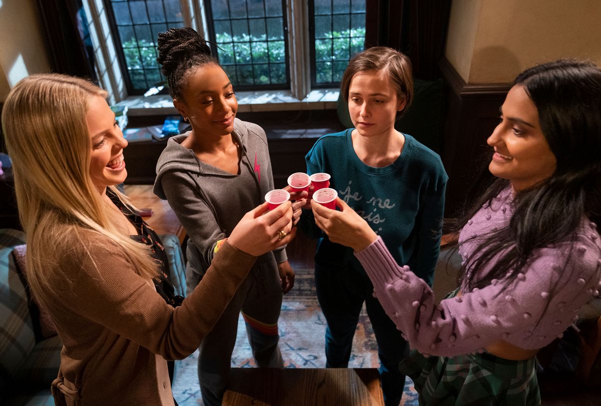 Reneé Rapp, Alyah Chanelle Scott, Pauline Chalamet and Amrit Kaur from "Sex Lives of College Girls" (Jessica Brooks/Courtesy of HBO Max)
