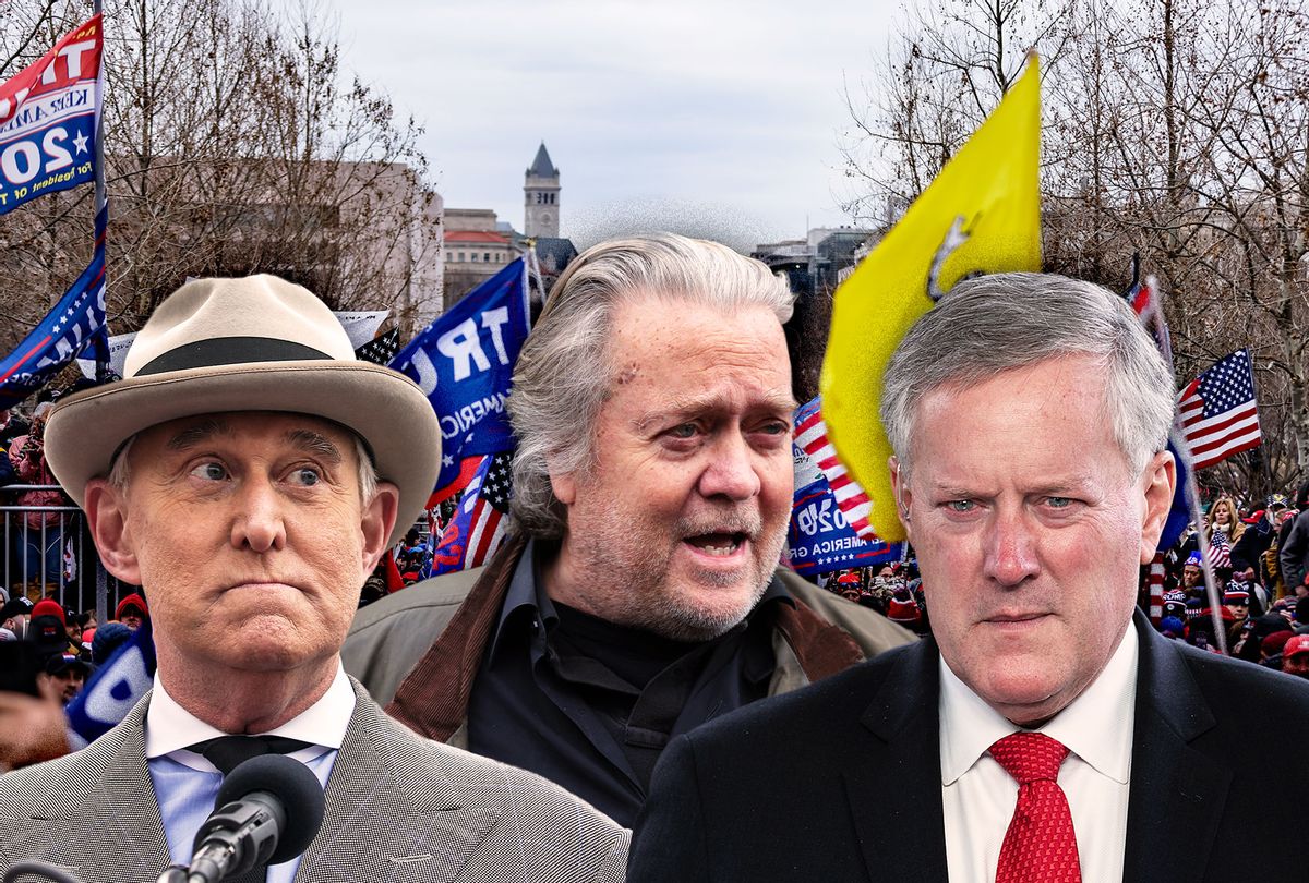 Roger Stone, Steve Bannon and Mark Meadows | The January 6th 2021 Capitol Riot (Photo illustration by Salon/Getty Images)