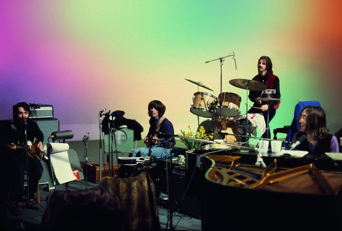 Paul McCartney, George Harrison, Ringo Starr and John Lennon in "The Beatles: Get Back" (Linda McCartney / Apple Corps Ltd.)