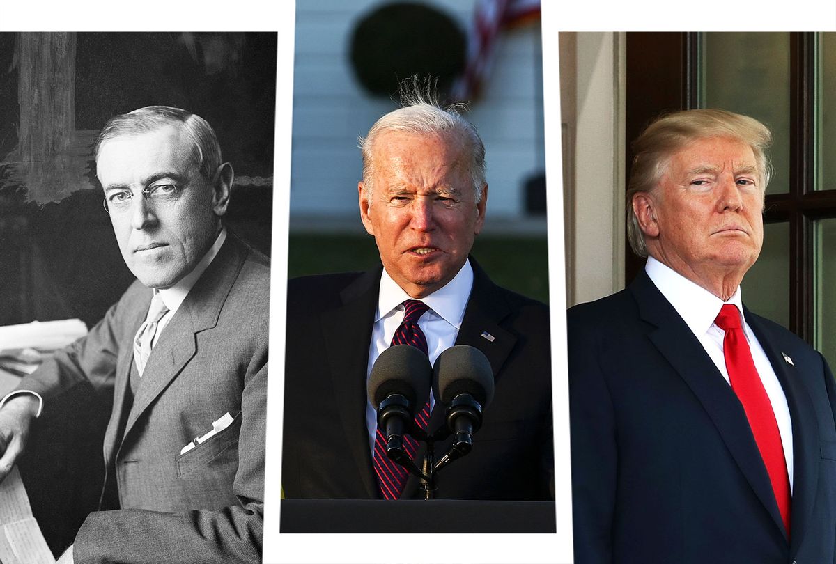 Woodrow Wilson, Joe Biden and Donald Trump (Photo illustration by Salon/Getty Images)
