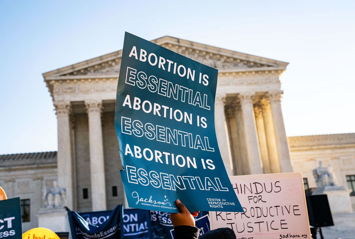 Abortion rights advocates and anti-abortion protesters demonstrate in front of the Supreme Court of the United States on Wednesday, Dec. 1, 2021 in Washington, DC.  (Kent Nishimura / Los Angeles Times via Getty Images)