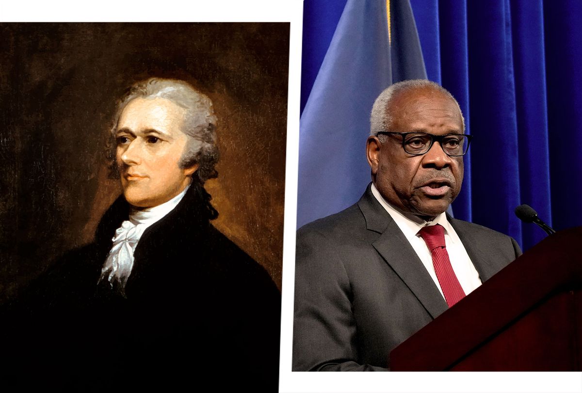 Founding Father Alexander Hamilton and Associate Supreme Court Justice Clarence Thomas (Photo illustration by Salon/Getty Images)