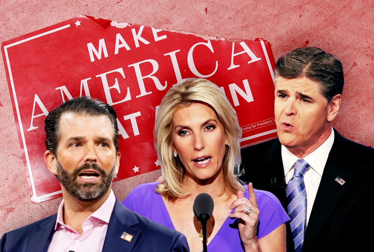 Donald Trump Jr, Laura Ingraham and Sean Hannity (Photo illustration by Salon/Getty Images)