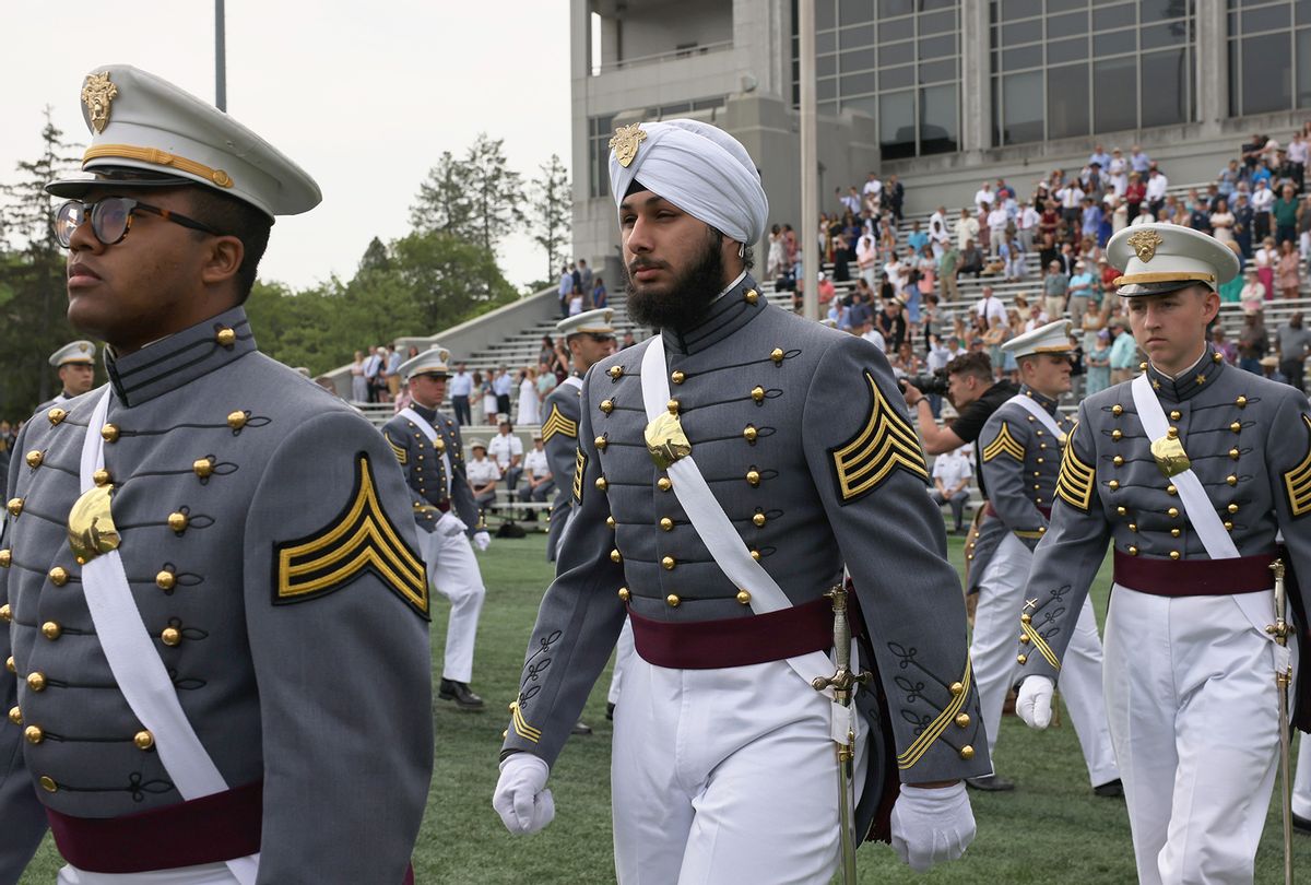 West Point graduates arrive for the 2021 West Point Commencement Ceremony in Michie Stadium on May 22, 2021 in West Point, New York. (Michael M. Santiago/Getty Images)