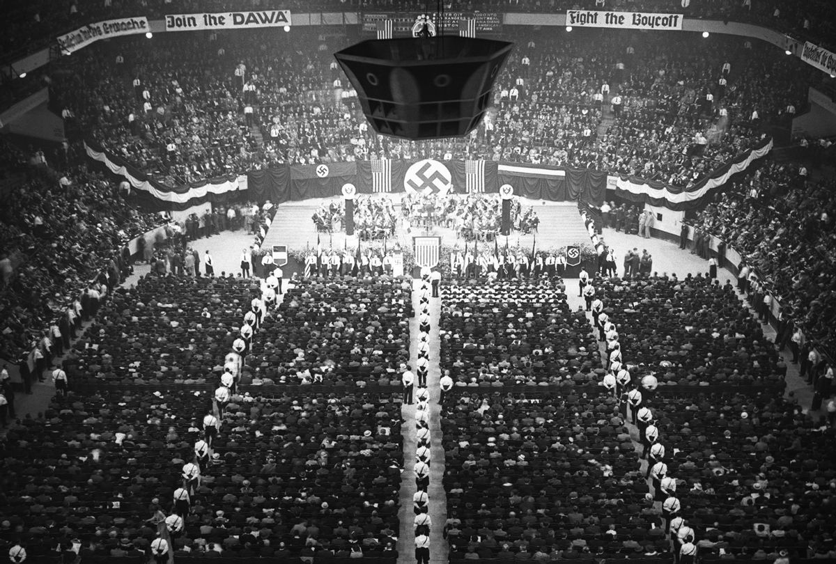 View of a mass meeting of 20,000 members of the League of the Friends of the New Germany, which was held in New York's Madison Square Garden. (Bettmann/Getty Images)