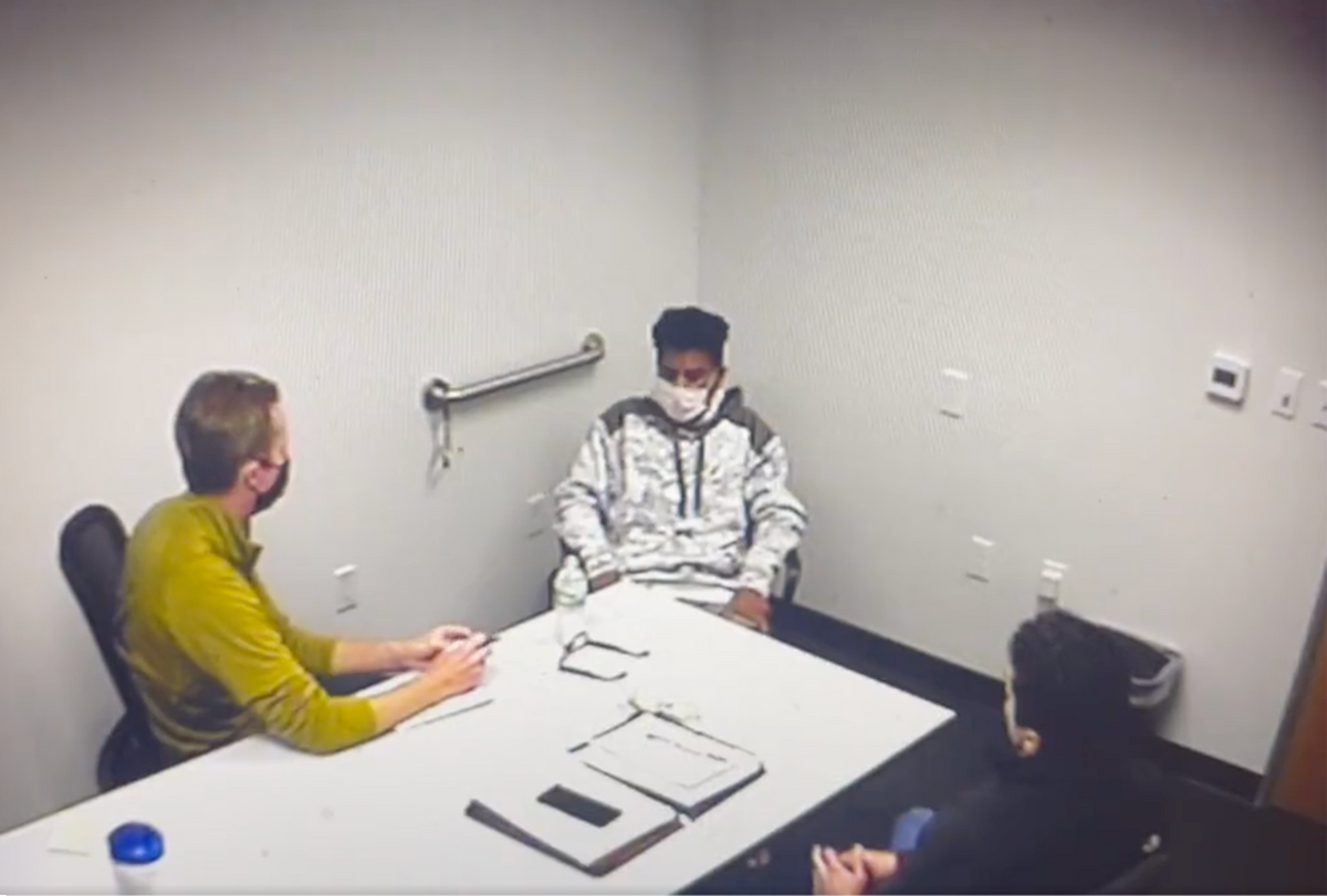 Jan. 6 rioter Danny Rodriguez  cries in front of FBI interrogators as they ask him about his involvement with the attempted insurrection. (Department of Justice)