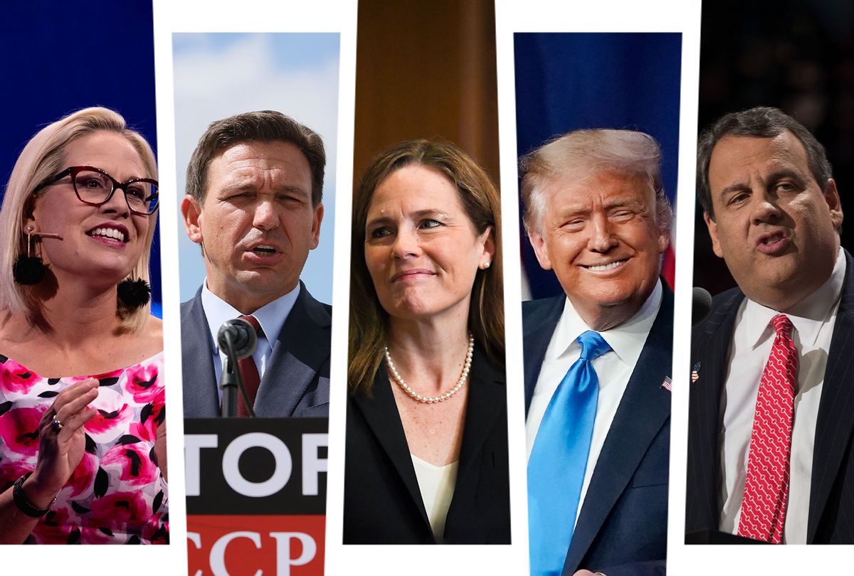Kyrsten Sinema, Ron DeSantis, Amy Coney Barret, Donald Trump and Chris Christie (Photo illustration by Salon/Getty Images)