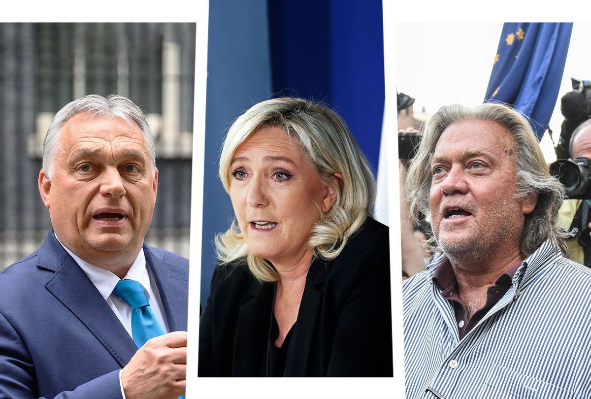 Viktor Orban, Marine Le Pen and Steve Bannon (Photo illustration by Salon/Getty Images)