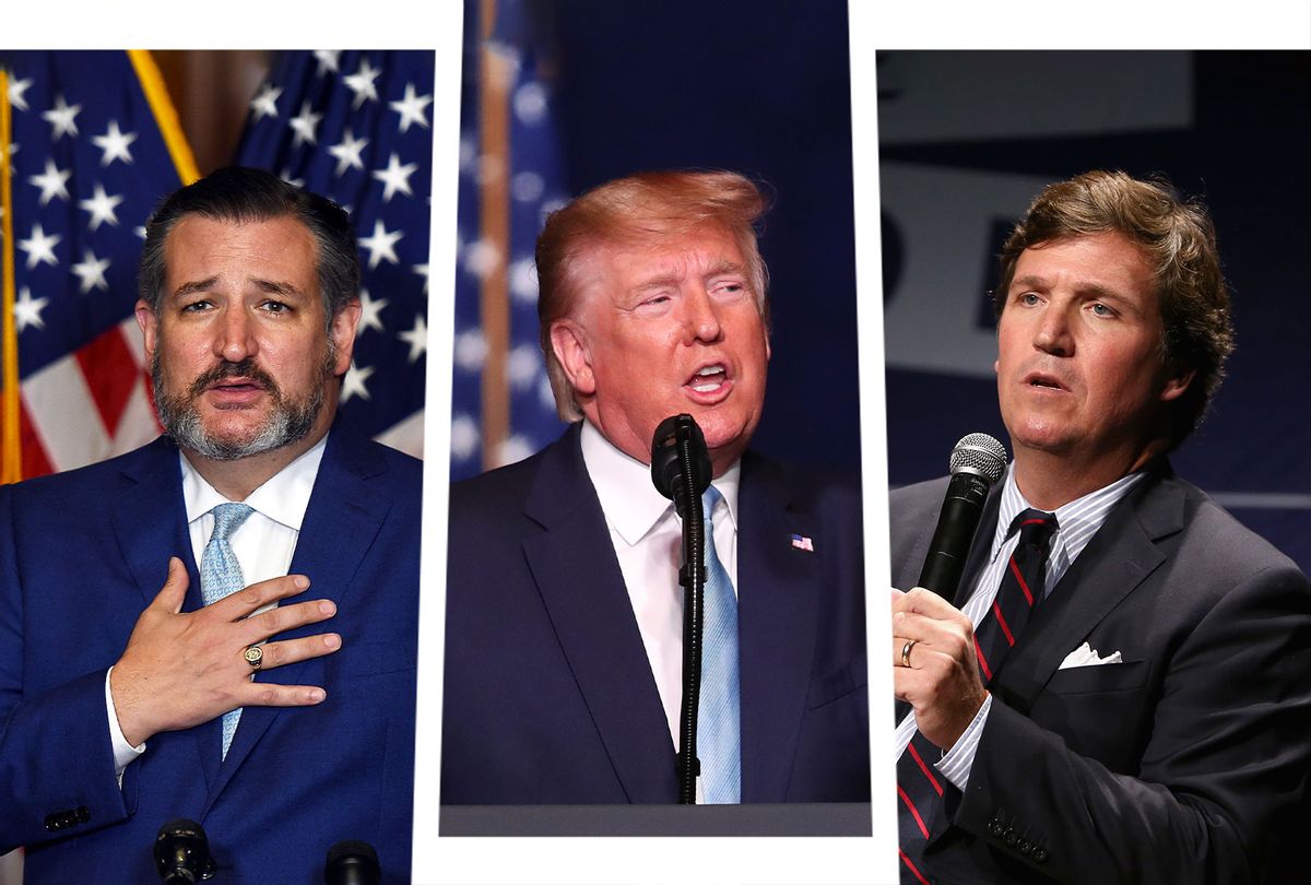 Ted Cruz, Donald Trump and Tucker Carlson (Photo illustration by Salon/Getty Images)