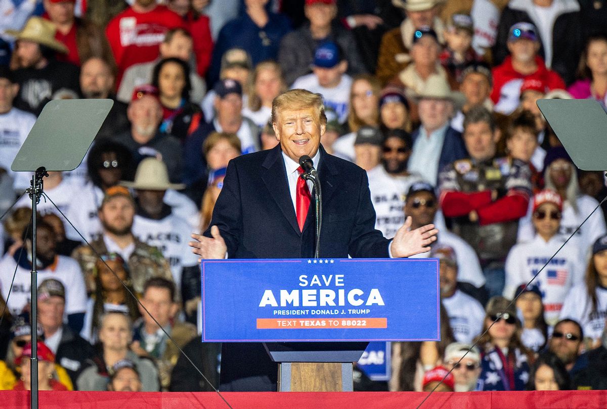 Former President Donald Trump speaks during the 'Save America' rally at the Montgomery County Fairgrounds on January 29, 2022 in Conroe, Texas. Trump's visit was his first Texas MAGA rally since 2019. (Brandon Bell/Getty Images)