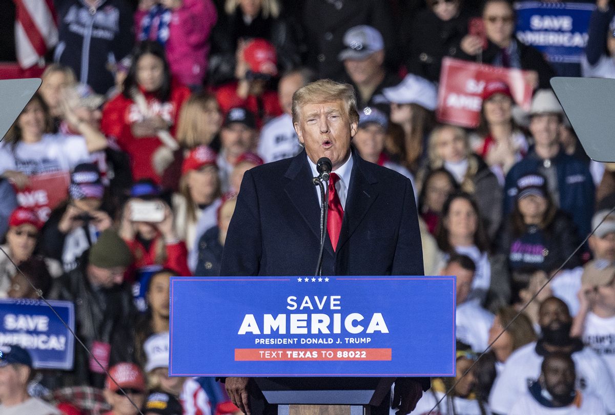 Former President Donald speaks to a crowd during a rally in Texas on Jan. 29, 2022. (Sergio Flores/Anadolu Agency via Getty Images)
