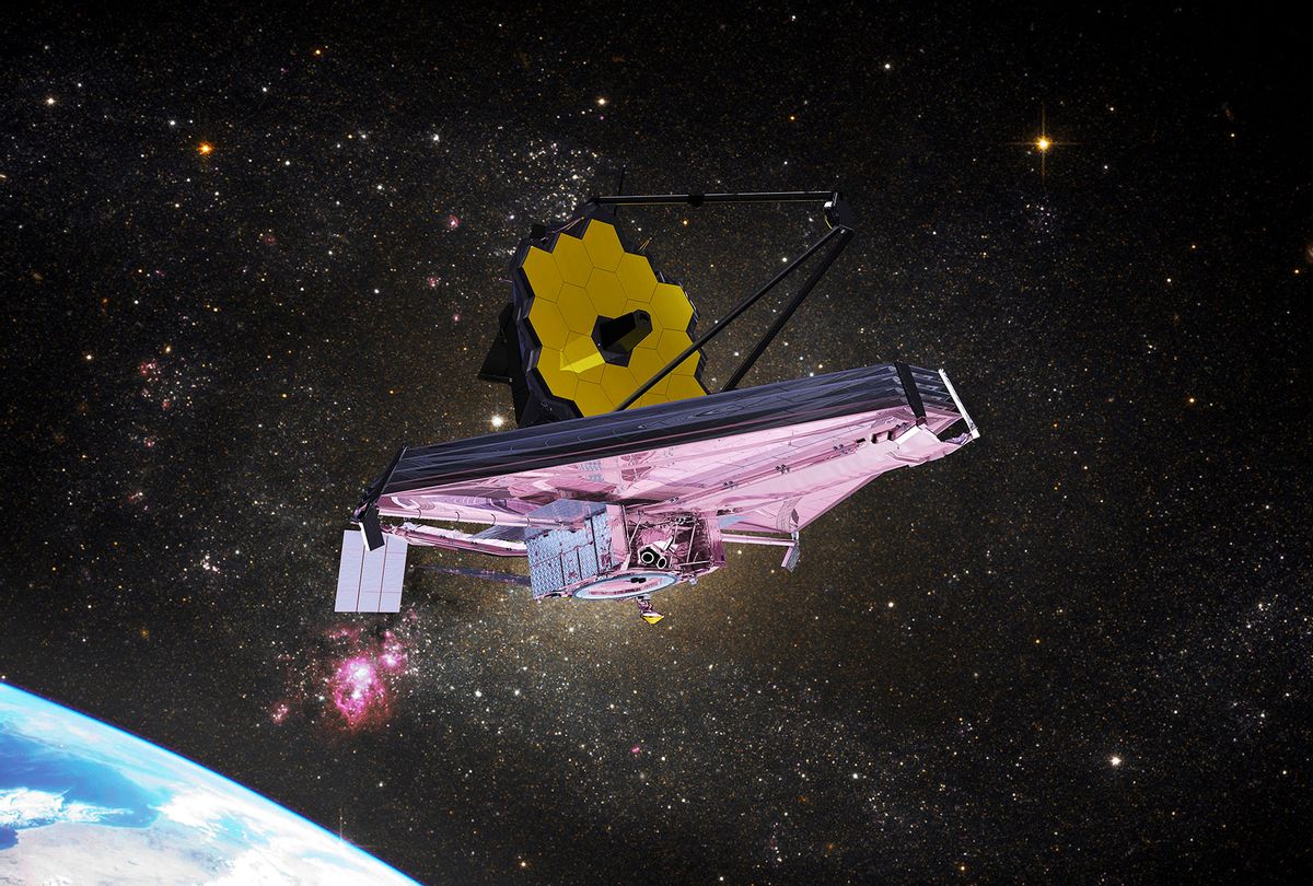 James Webb Space Telescope looking at galaxies (Photo illustration by NASA)