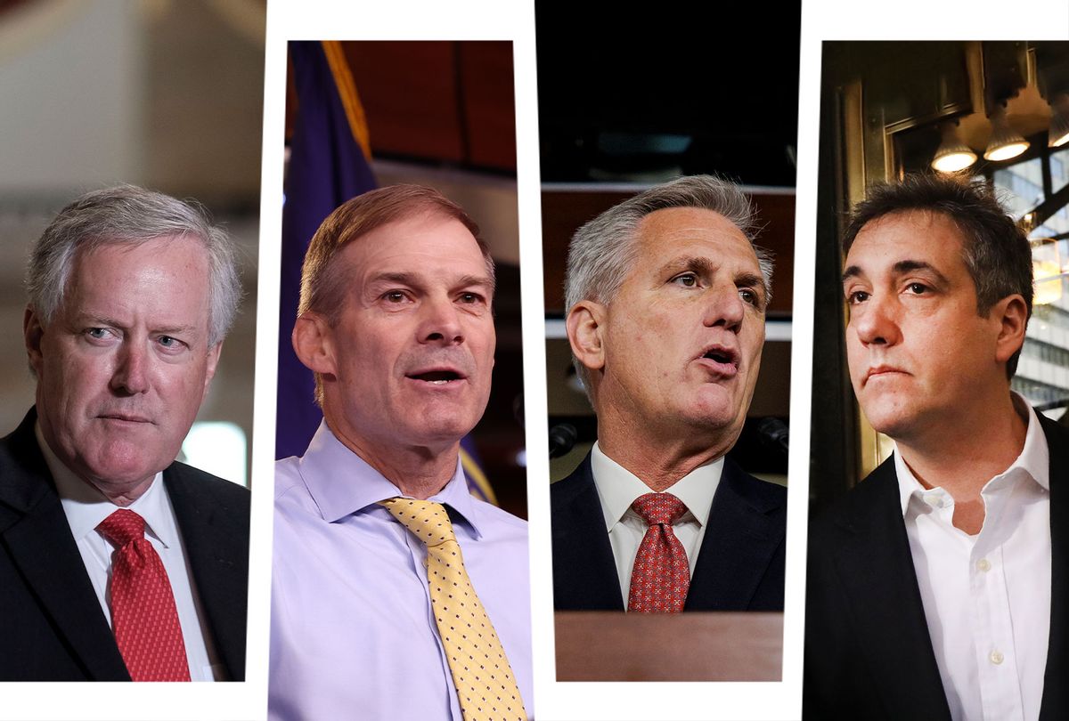 Mark Meadows, Jim Jordan, Kevin McCarthy and Michael Cohen (Photo illustration by Salon/Getty Images)