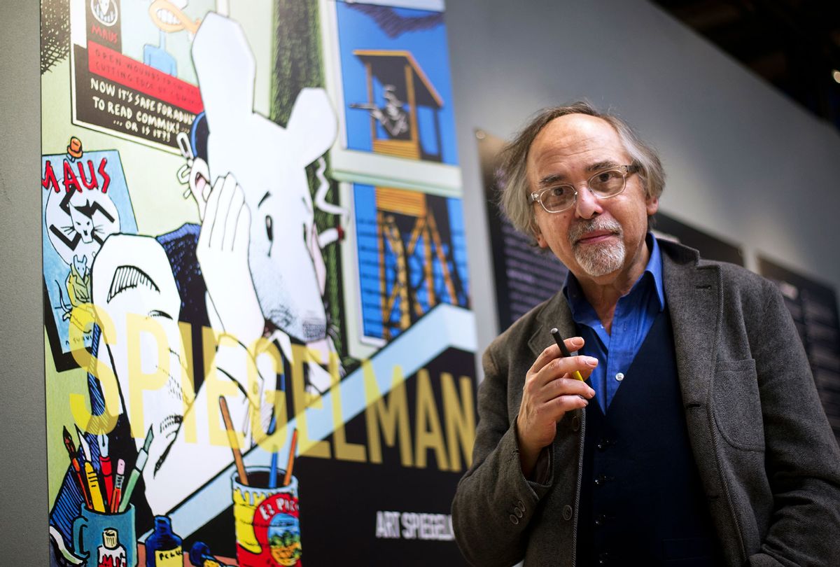 US comic book artist Art Spiegelman poses on March 20, 2012 in Paris, prior to the private viewing of his exhibition 'Co-Mix', which will run from March 21 to May 21, 2012 at the Pompidou centre. The Swedish-born New Yorker Spiegelman, 62, is known as the creator of "Maus", an animal fable of his Jewish father's experience in the Holocaust -- the only comic book to have won a Pulitzer Prize, the top US book award. (BERTRAND LANGLOIS/AFP via Getty Images)