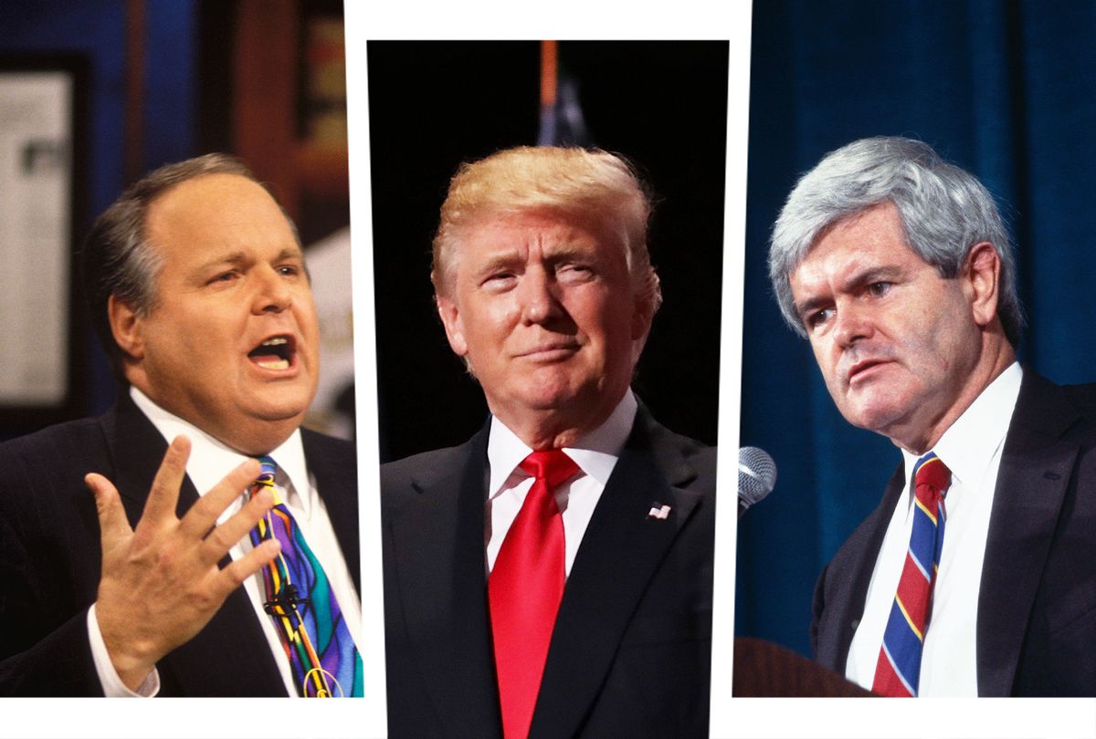 Rush Limbaugh, Donald Trump and Newt Gingrich (Photo illustration by Salon/Getty Images)