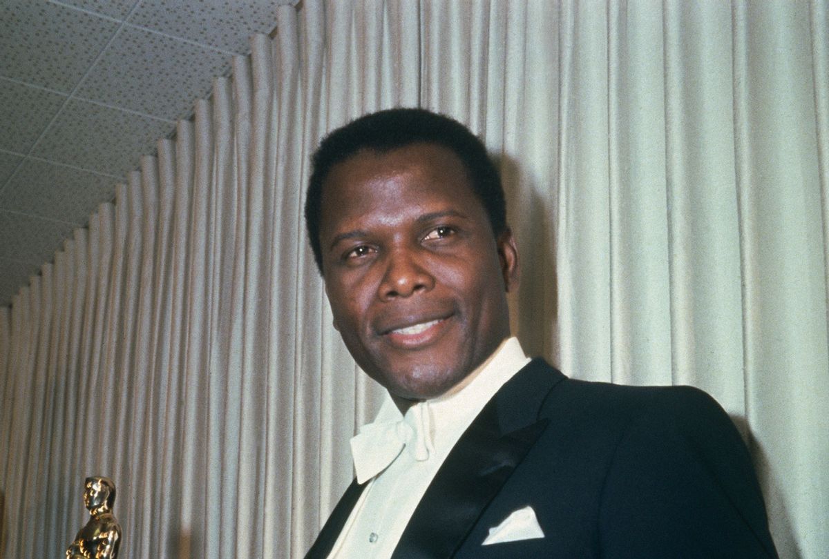 Actor Sidney Poitier (1927 - 2022) at the 39th Academy Awards in Santa Monica, Los Angeles, 10th April 1967 presenting the award for Best Supporting Actress (Archive Photos/Getty Images)