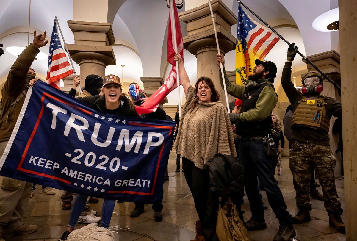 Supporters of US President Donald Trump protest inside the US Capitol on January 6, 2021, in Washington, DC. - Demonstrators breached security and entered the Capitol as Congress debated the 2020 presidential election Electoral Vote Certification. (Brent Stirton/Getty Images)