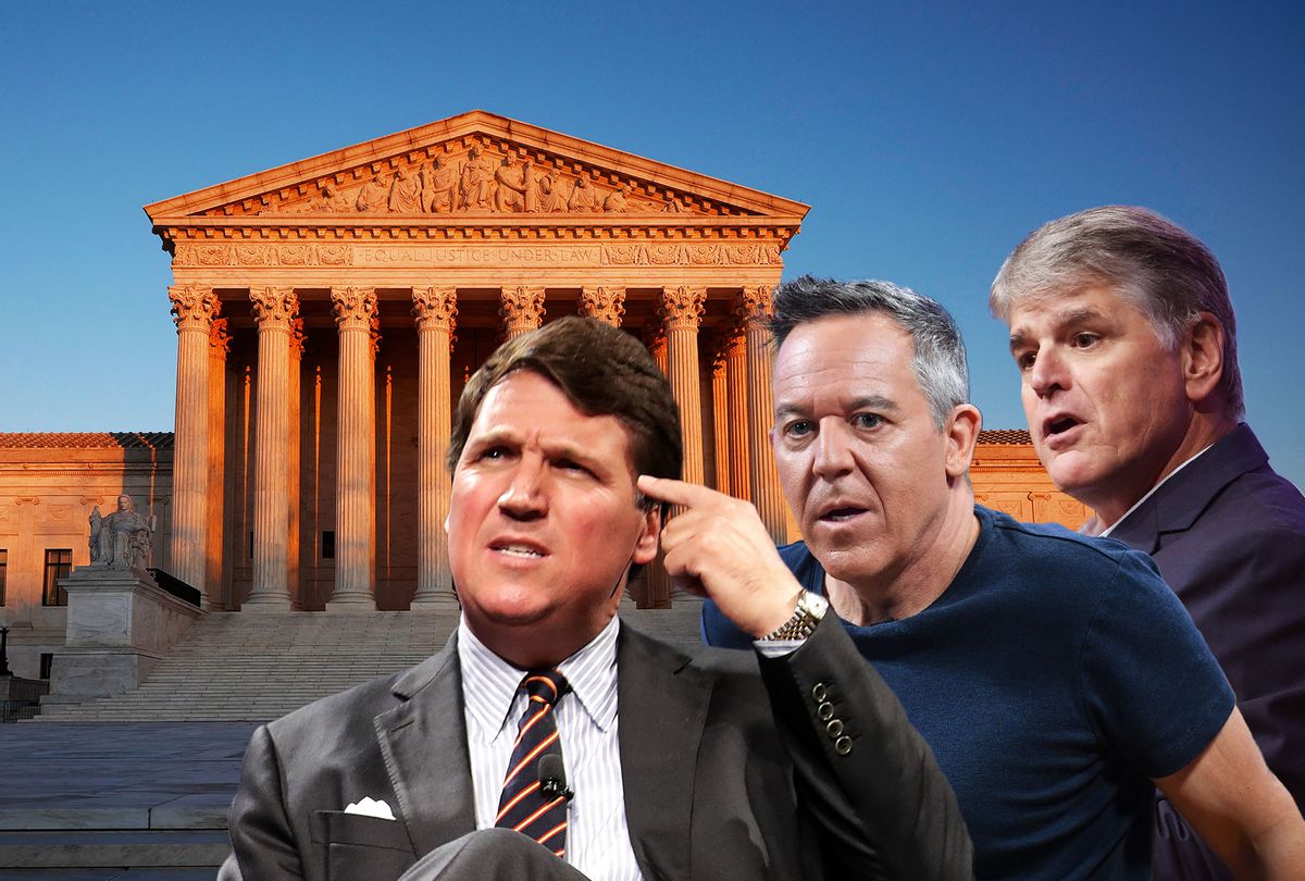 Tucker Carlson, Greg Gutfeld, Sean Hannity and the US Supreme Court Building (Photo illustration by Salon/Getty Images)