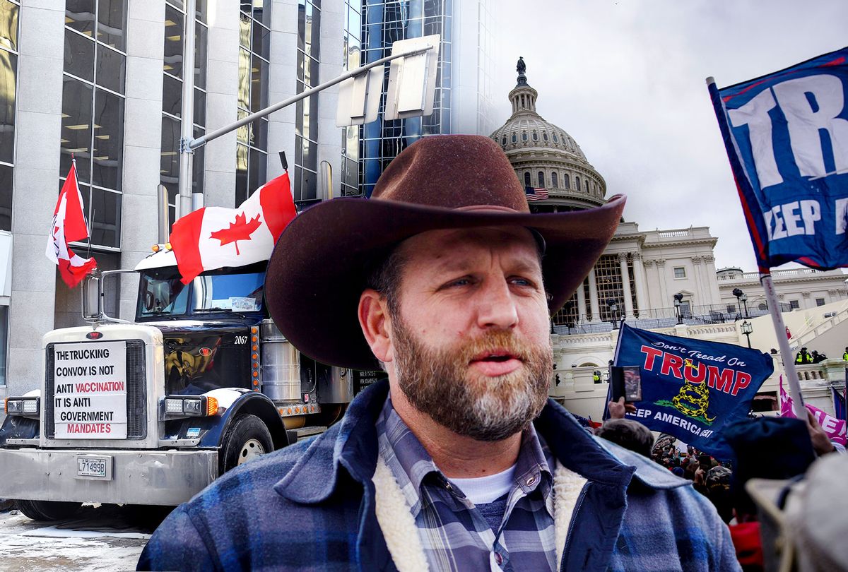 Ammon Bundy, the Ottawa Trucker Convoy and the January 6th, 2021 US Capitol Riot (Photo illustration by Salon/Getty Images)