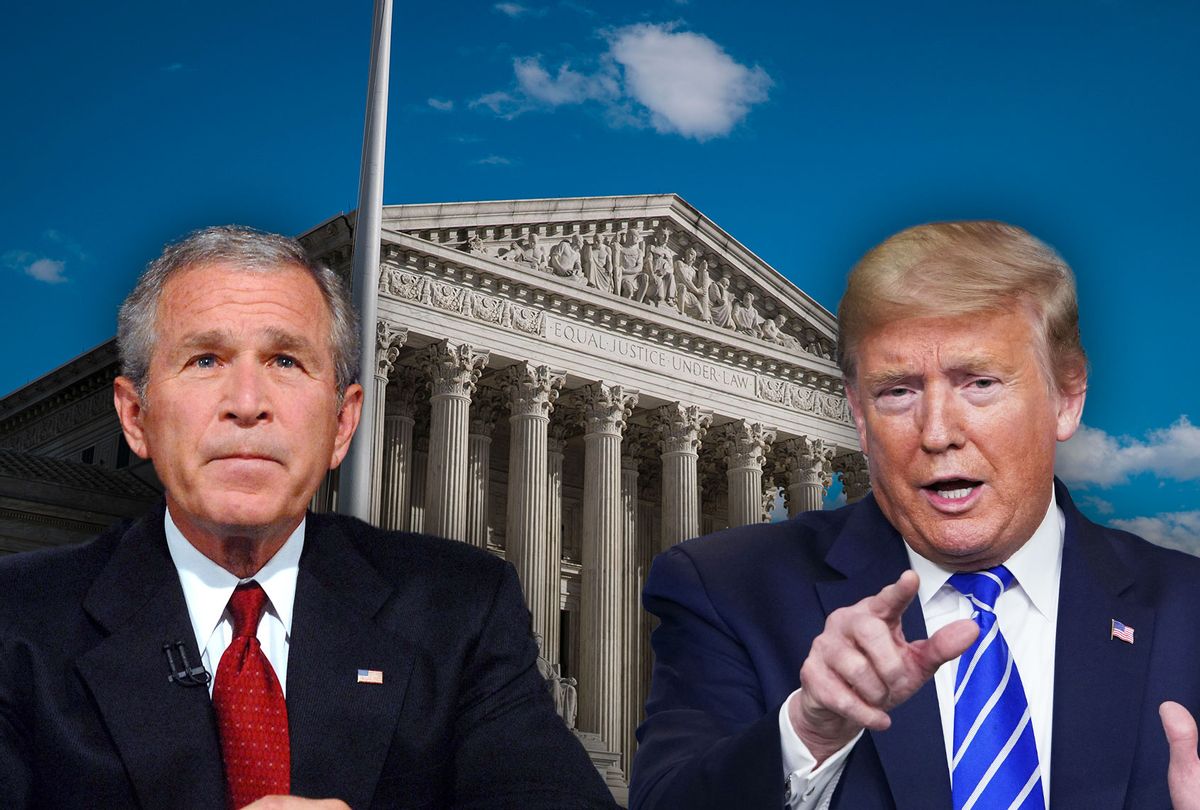 George W. Bush, Donald Trump and the US Supreme Court building (Photo illustration by Salon/Getty Images)