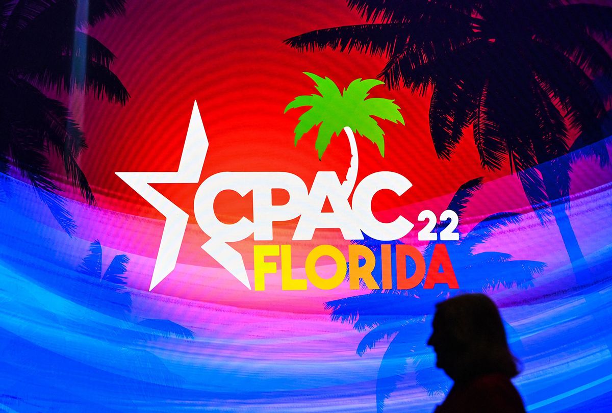 People arrive at the Conservative Political Action Conference 2022 (CPAC) in Orlando, Florida on February 24, 2022. (CHANDAN KHANNA/AFP via Getty Images)