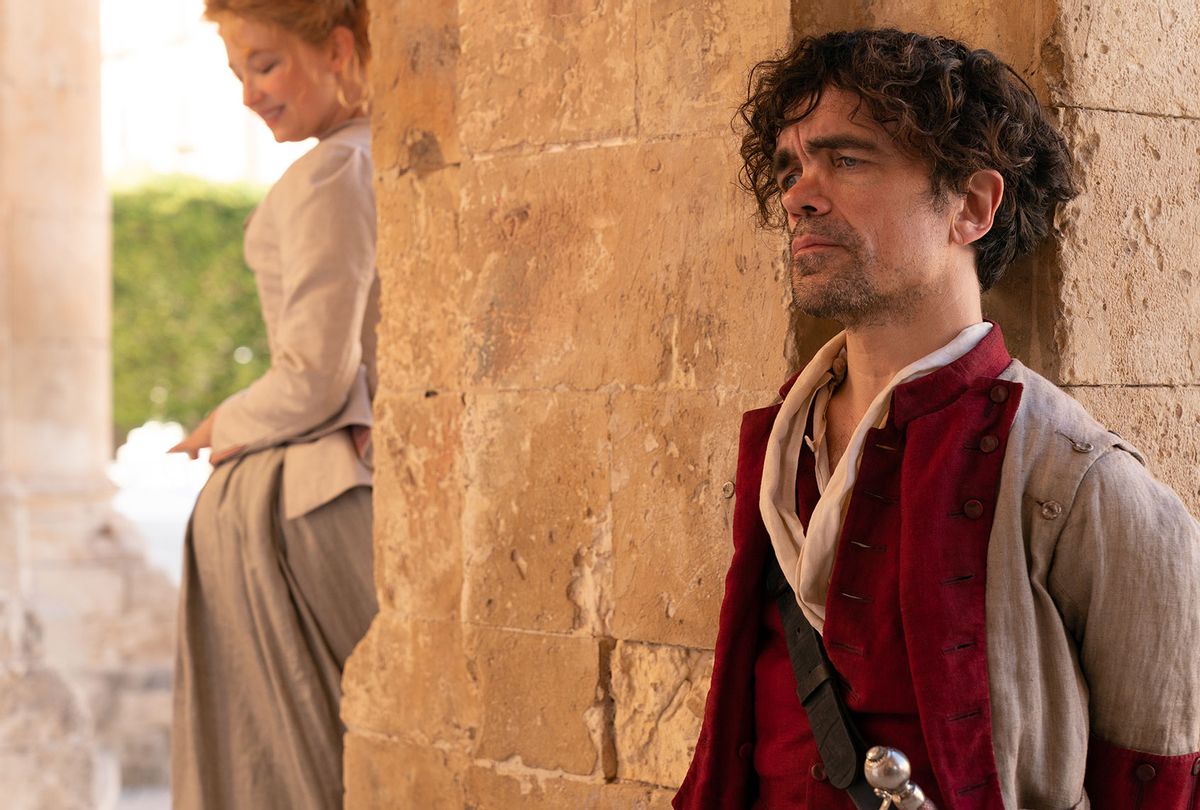 Haley Bennett stars as Roxanne and Peter Dinklage as Cyrano in "Cyrano" (Peter Mountain / Metro Goldwyn Mayer Pictures)