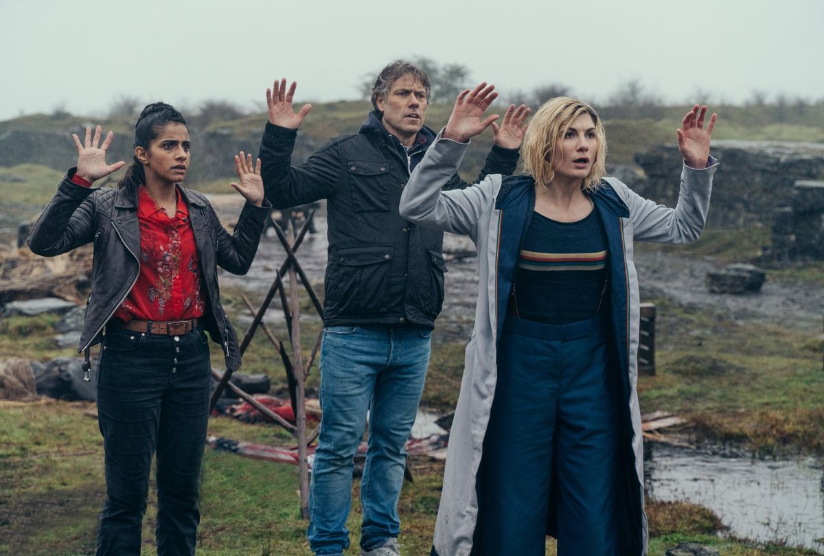 Mandip Gill, John Bishop and Jodie Whittaker in "Doctor Who"  (James Pardon/BBC Studios/BBC America)