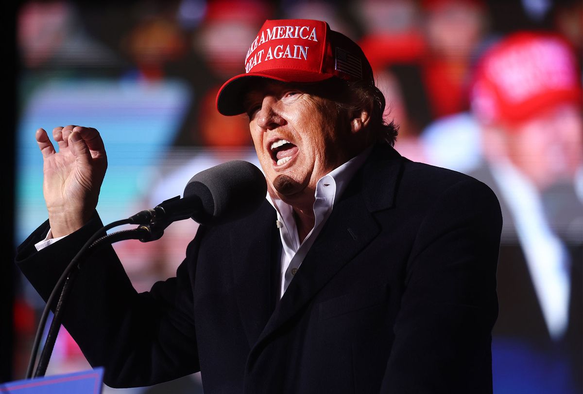 Former President Donald Trump speaks at a rally at the Canyon Moon Ranch festival grounds on January 15, 2022 in Florence, Arizona. The rally marks Trump's first of the midterm election year with races for both the U.S. Senate and governor in Arizona this year. (Mario Tama/Getty Images)
