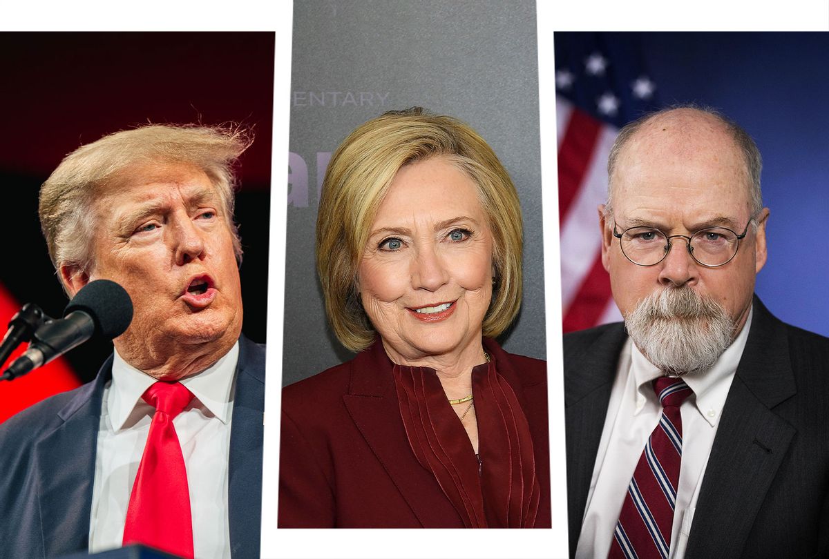 Donald Trump, Hillary Clinton and John H. Durham (Photo illustration by Salon/Getty Images/United States Attorney's Office, District of Connecticut)