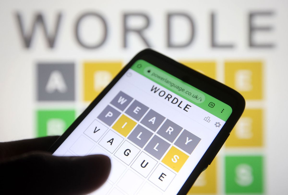 Wordle seen on a smartphone (Photo Illustration by Pavlo Gonchar/SOPA Images/LightRocket via Getty Images)